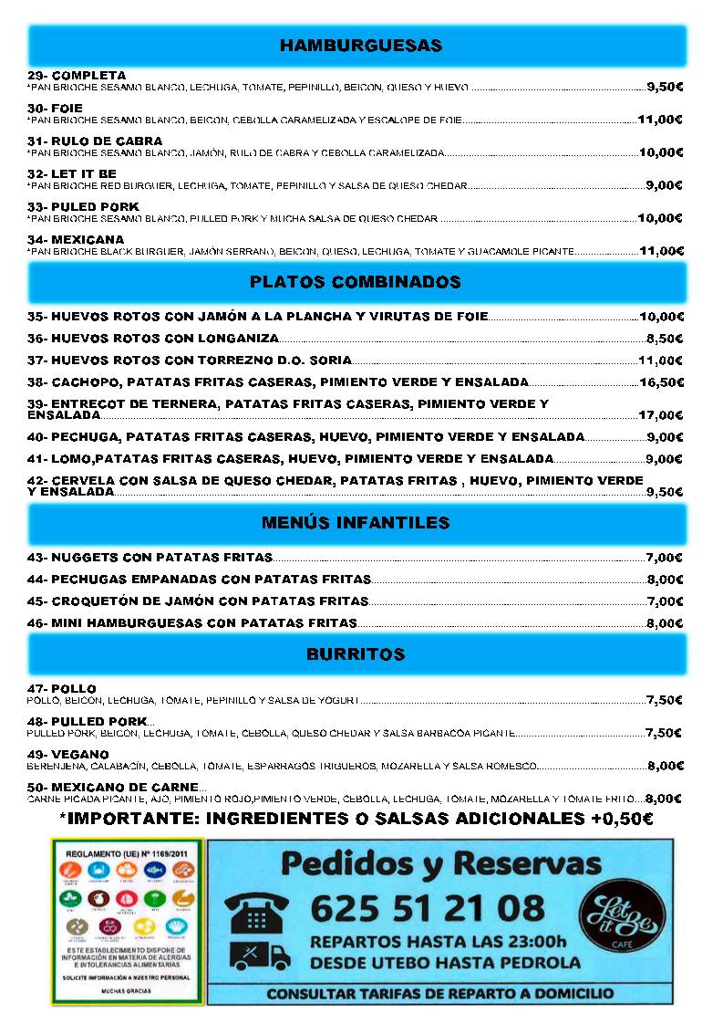 Let It Be Café Pinseque меню