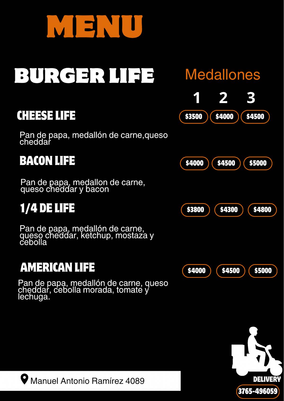 Life burger меню