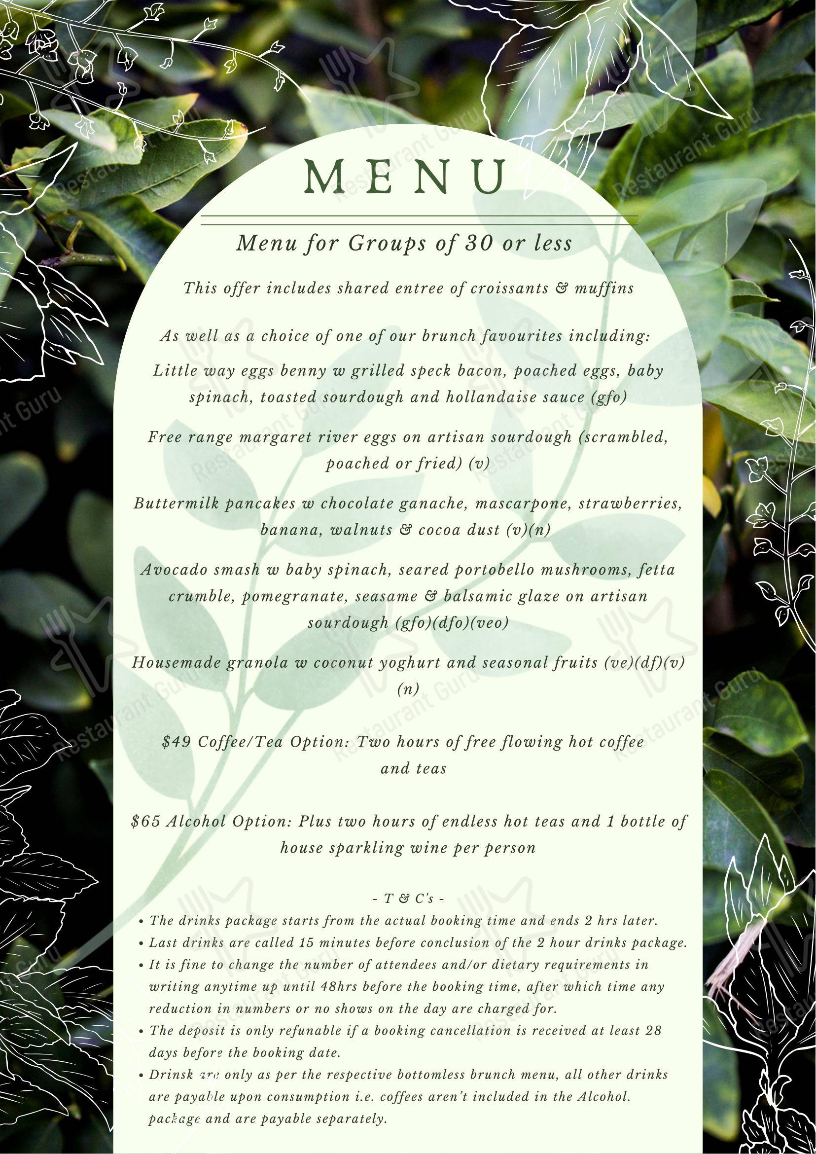 Dinner Menu паба и бара Little Way
