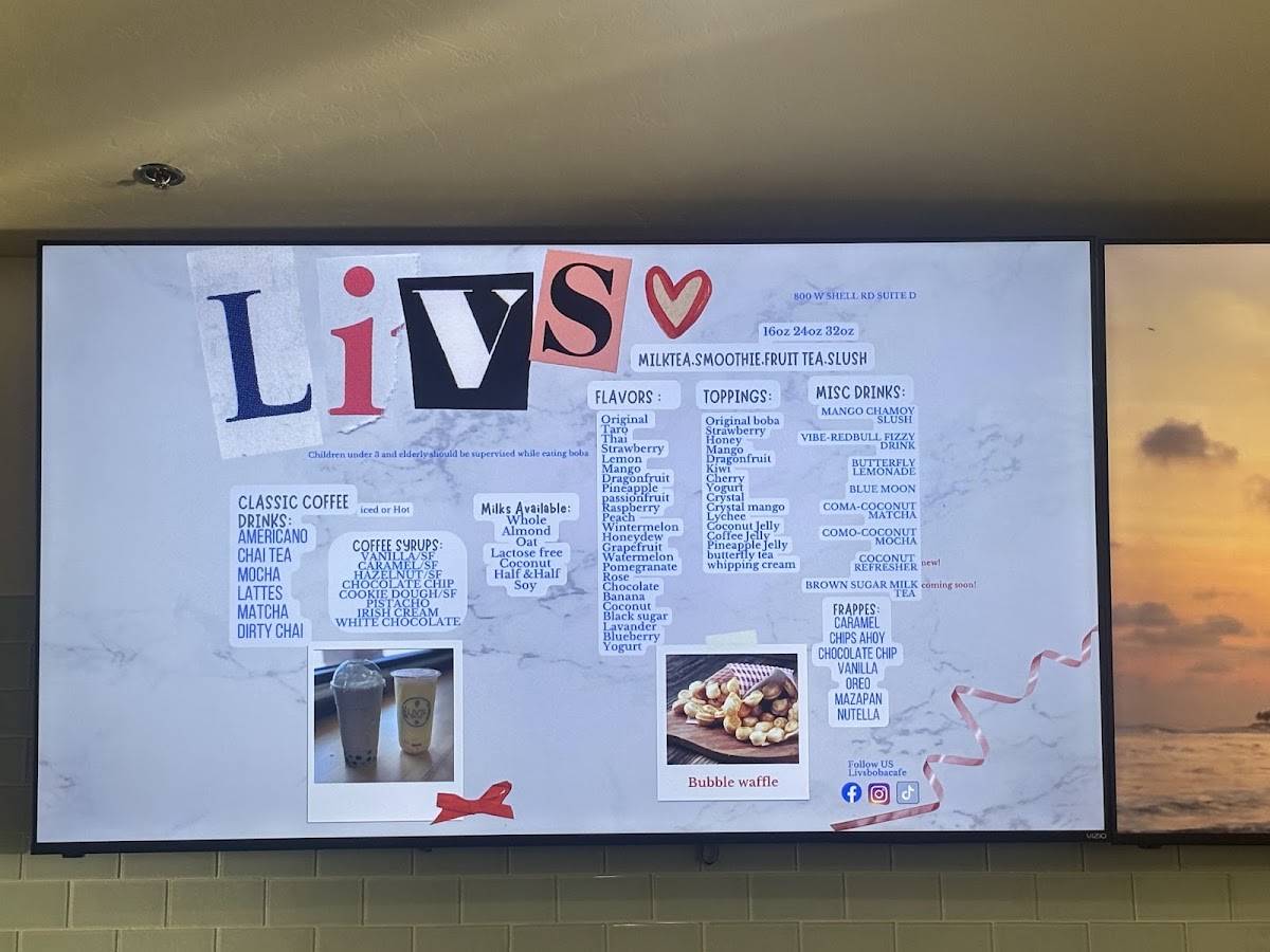 Liv's Boba Cafe меню