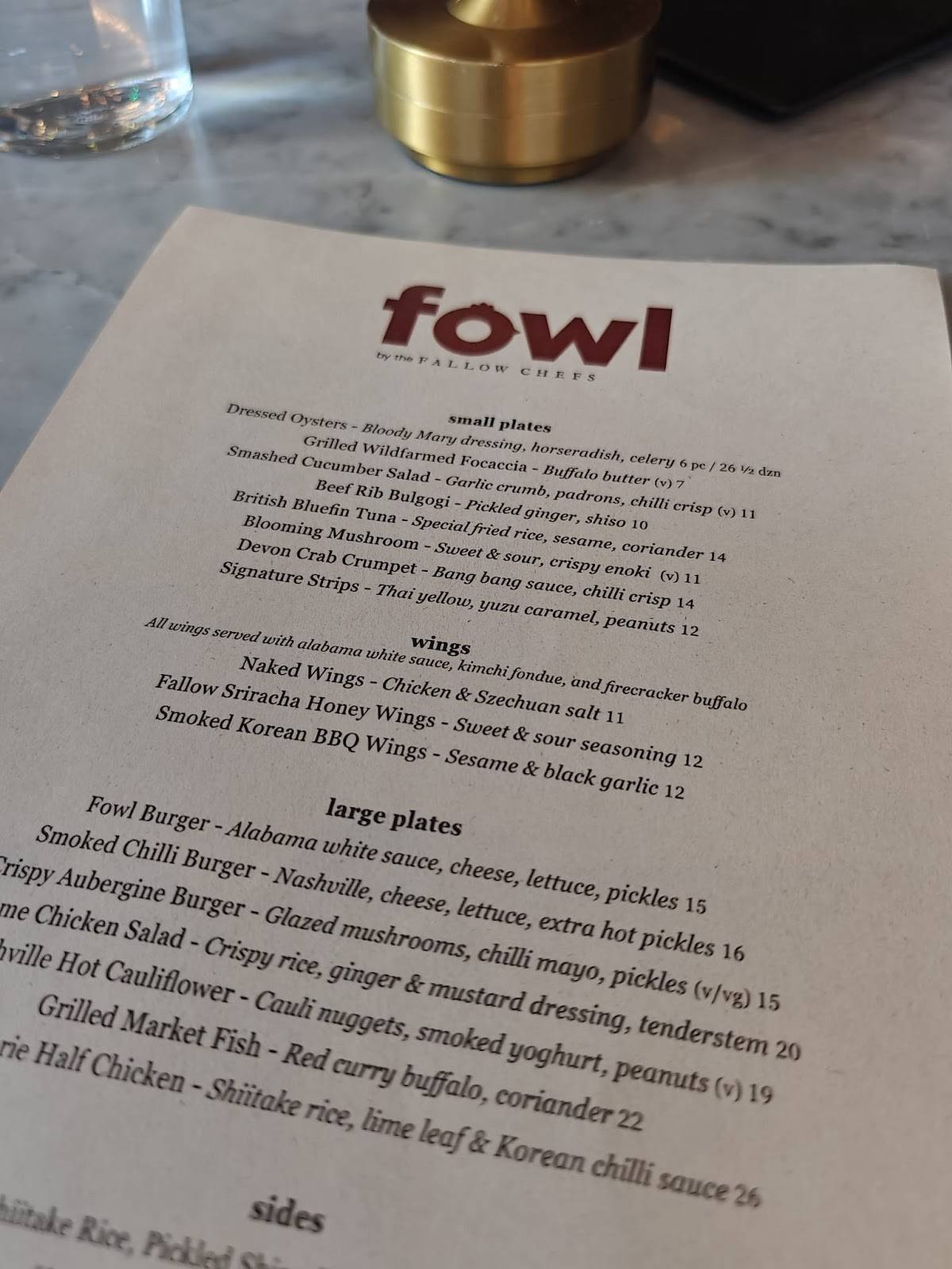 Fowl by the Fallow Chefs меню