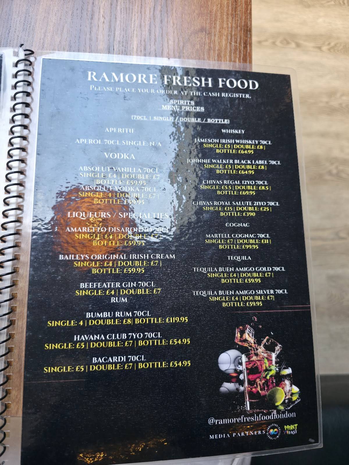 Ramore Fresh Food Camden Town меню