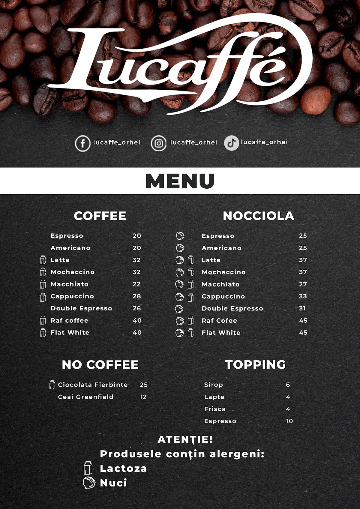 Lucaffé меню