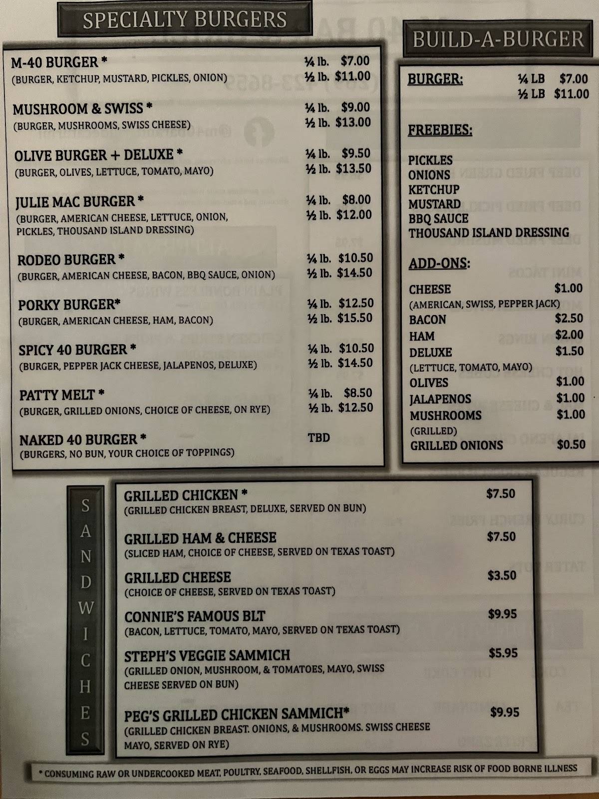 M 40 Bar & Grill меню