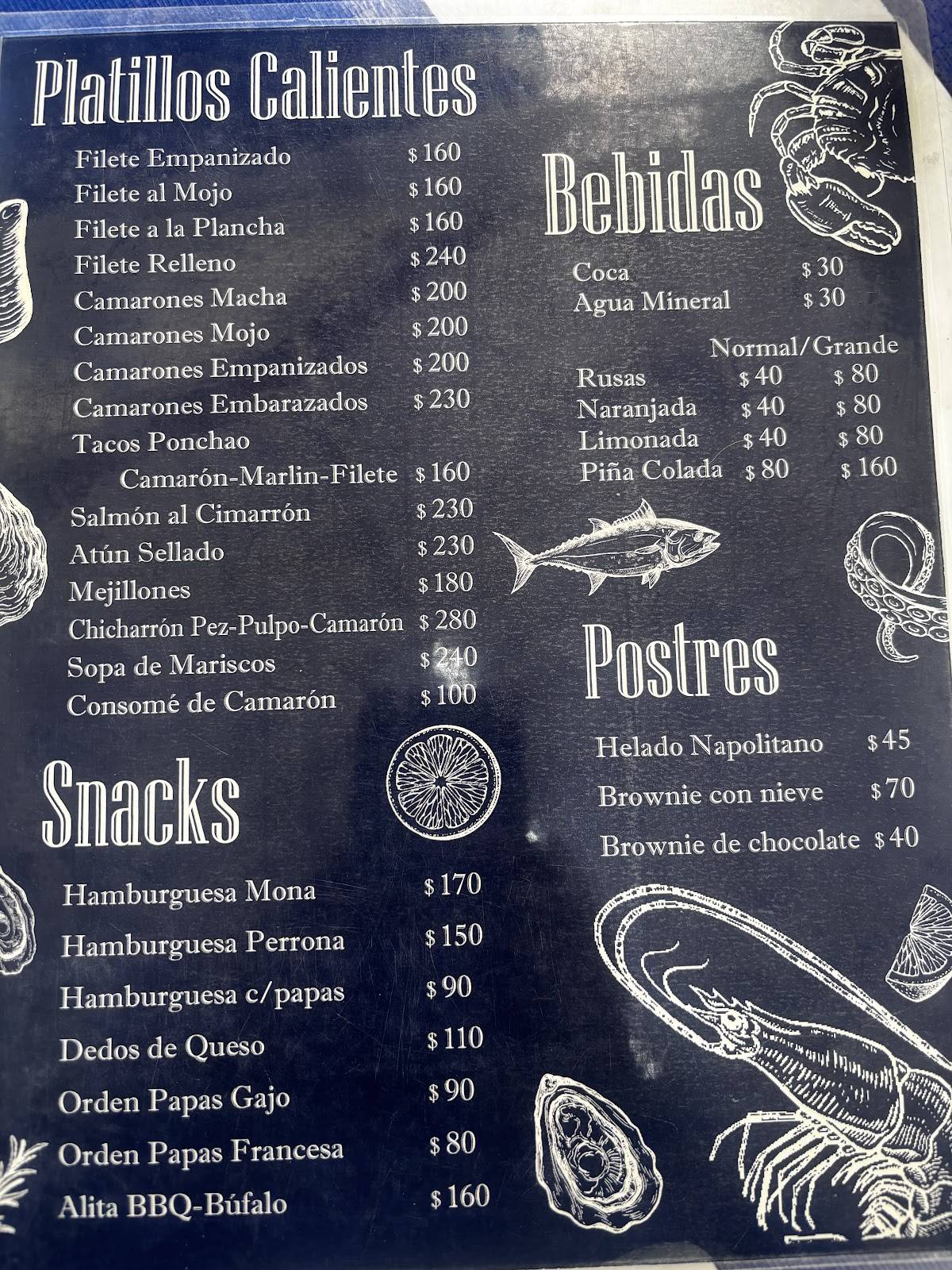 MARISCOS CIMA меню