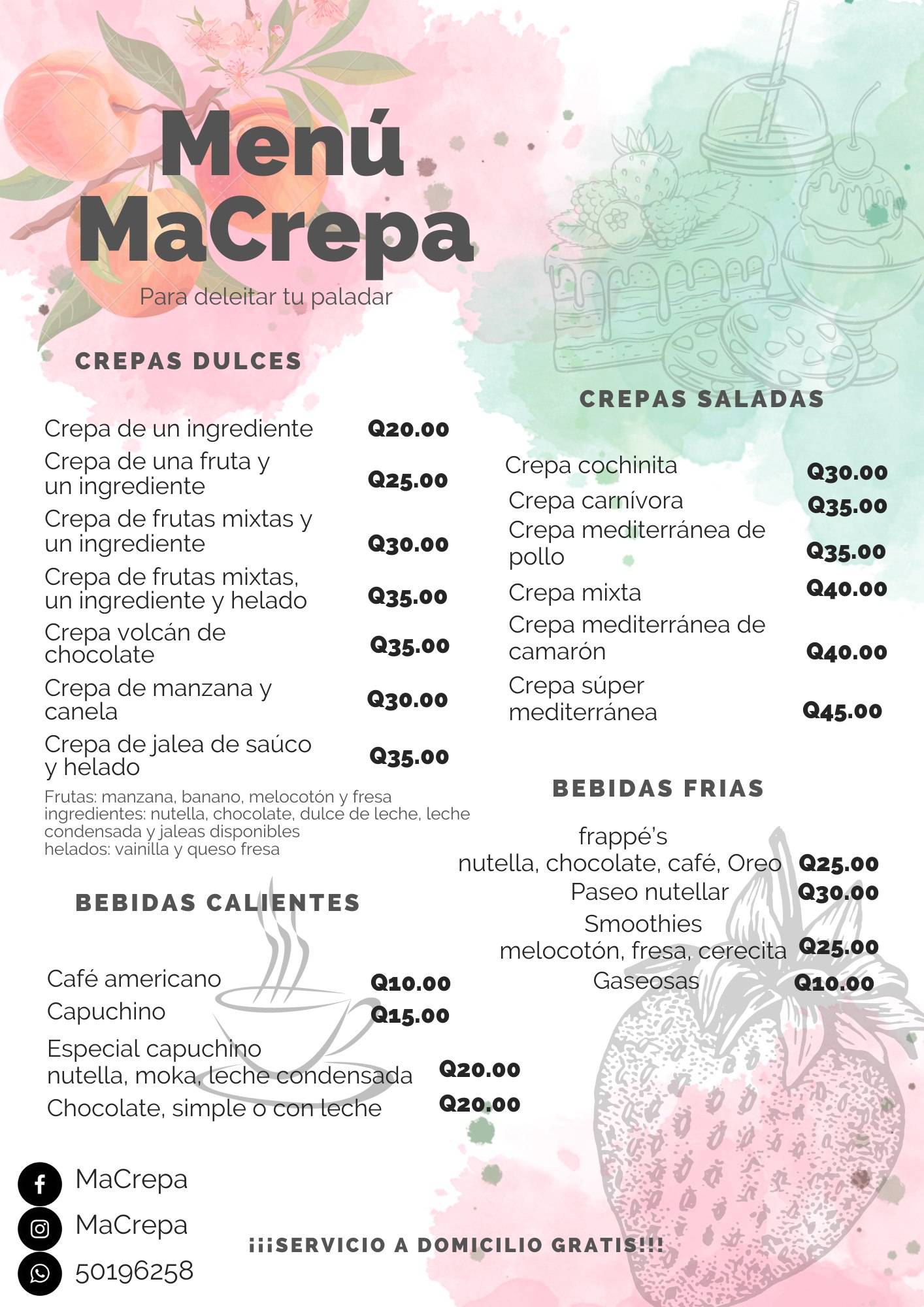 MaCrepa меню