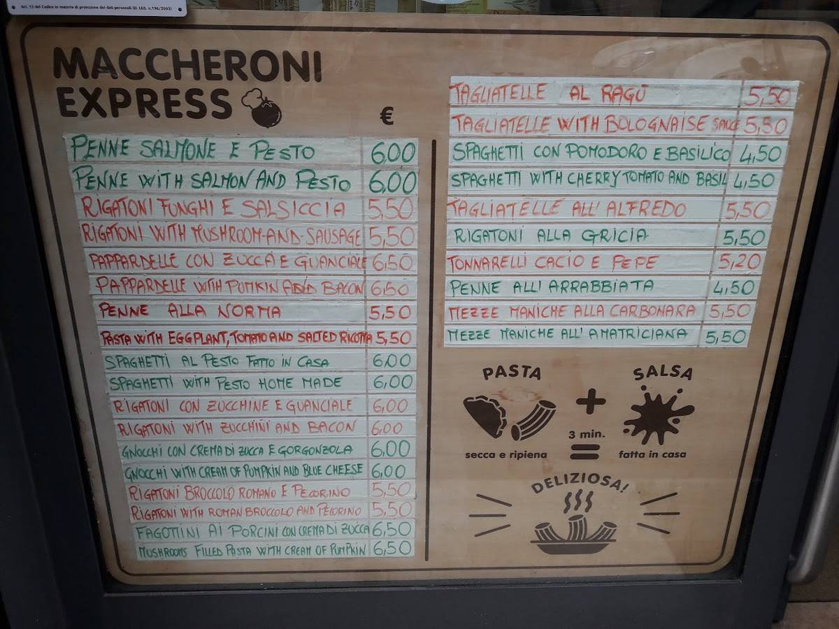 Maccheroni Express меню
