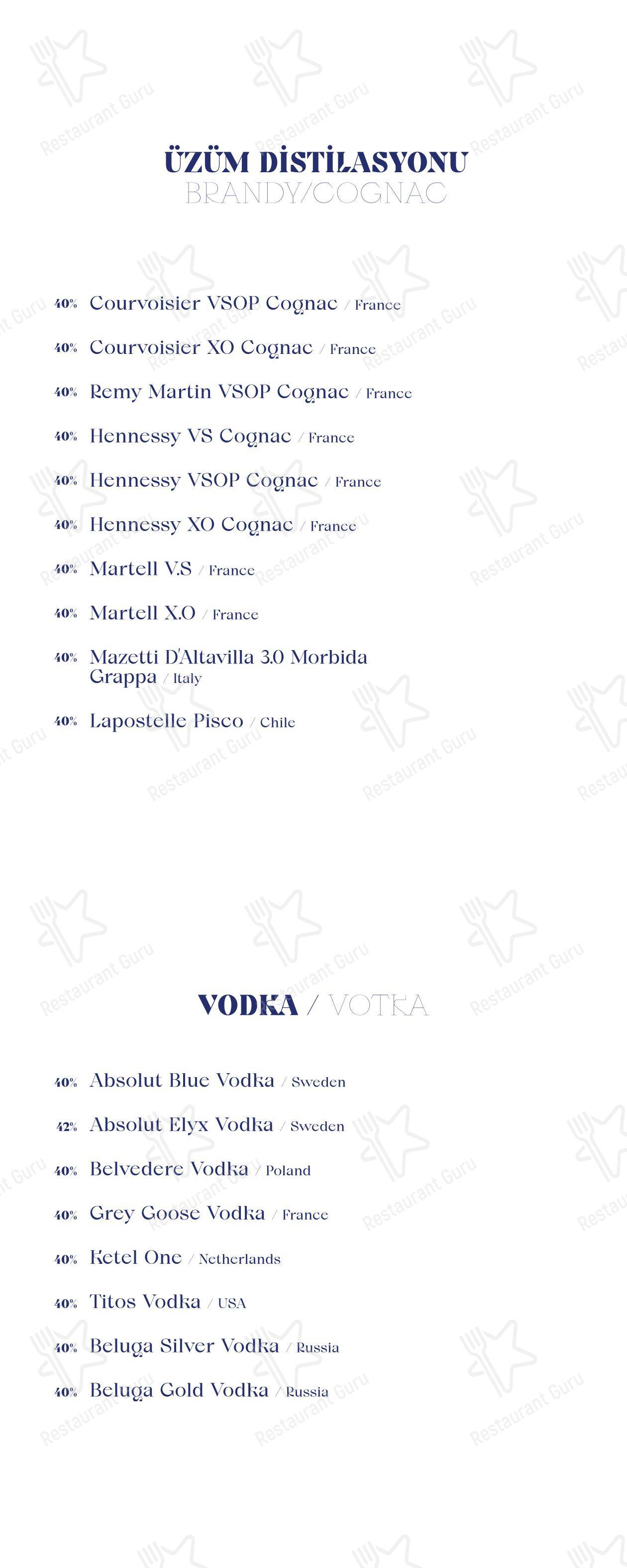 Dinner Menu ресторана Madera İstanbul в Стамбуле