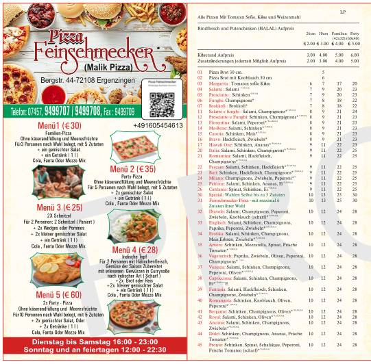Malik Pizza Express меню