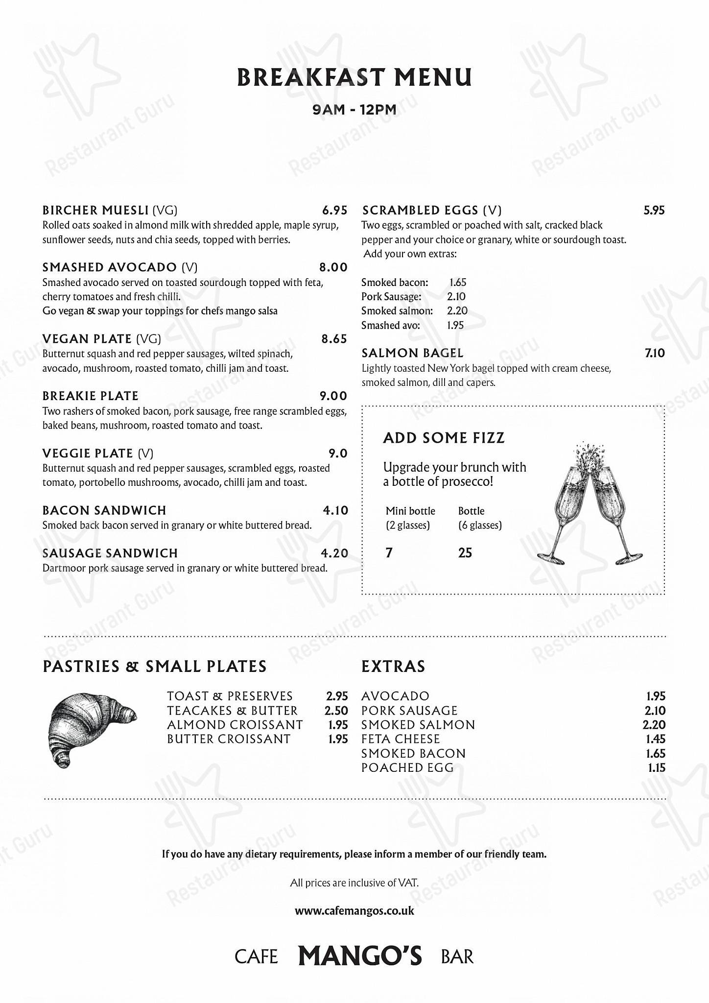 Mango’s Cafe в Эксетере - Wine Menu
