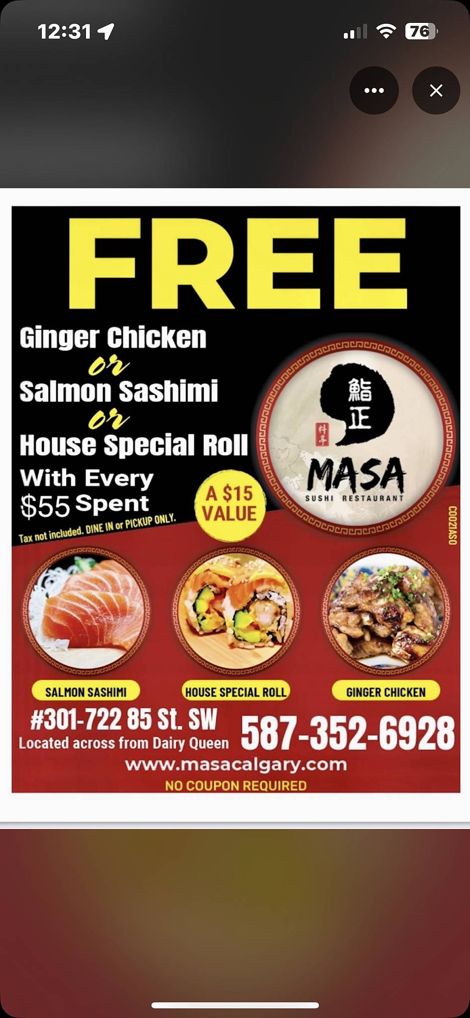 Masa Sushi Restaurant меню