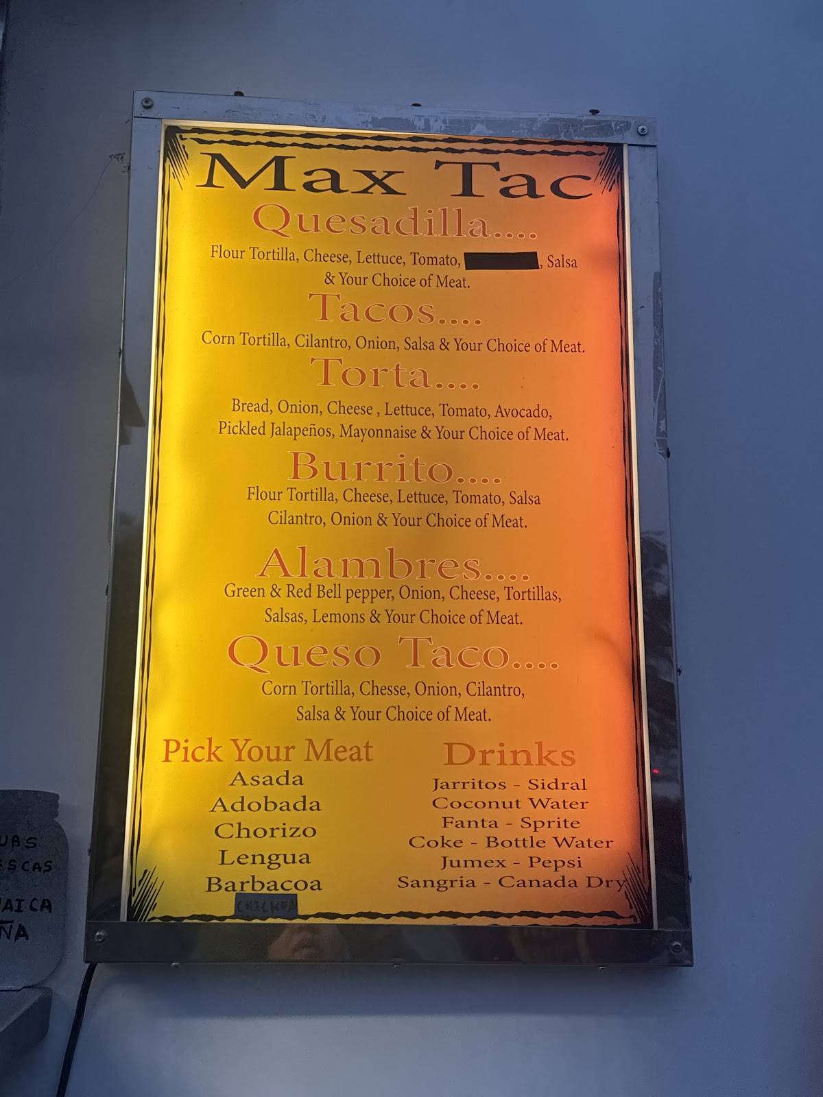 Max-Tac Food Truck меню