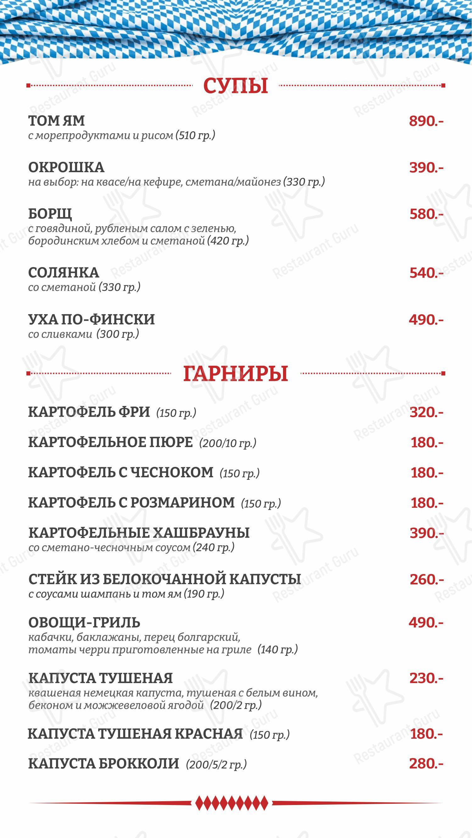 Меню ресторана Максимилианс - Меню