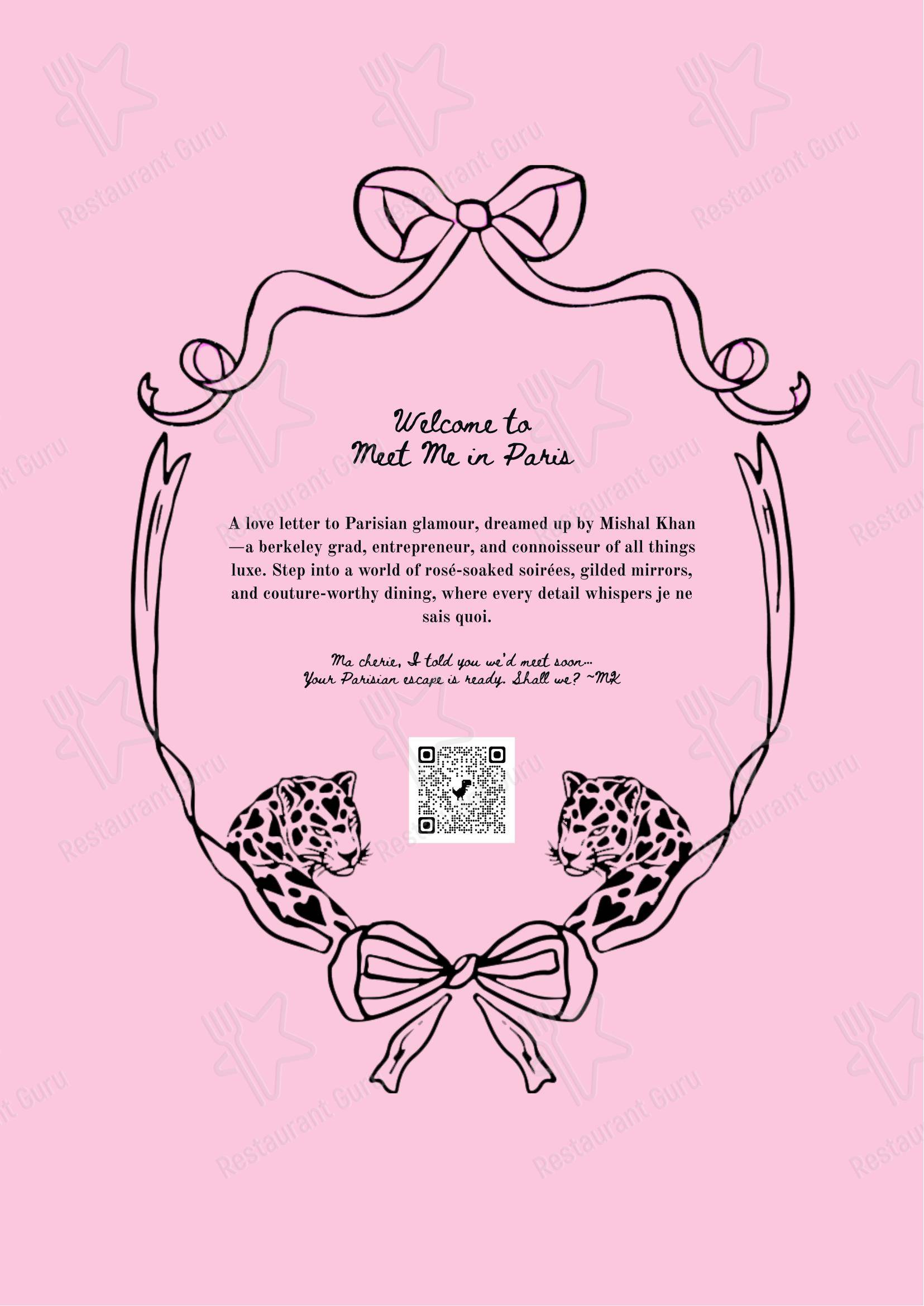 Меню ресторана Meet Me In Paris Raya - 菜单