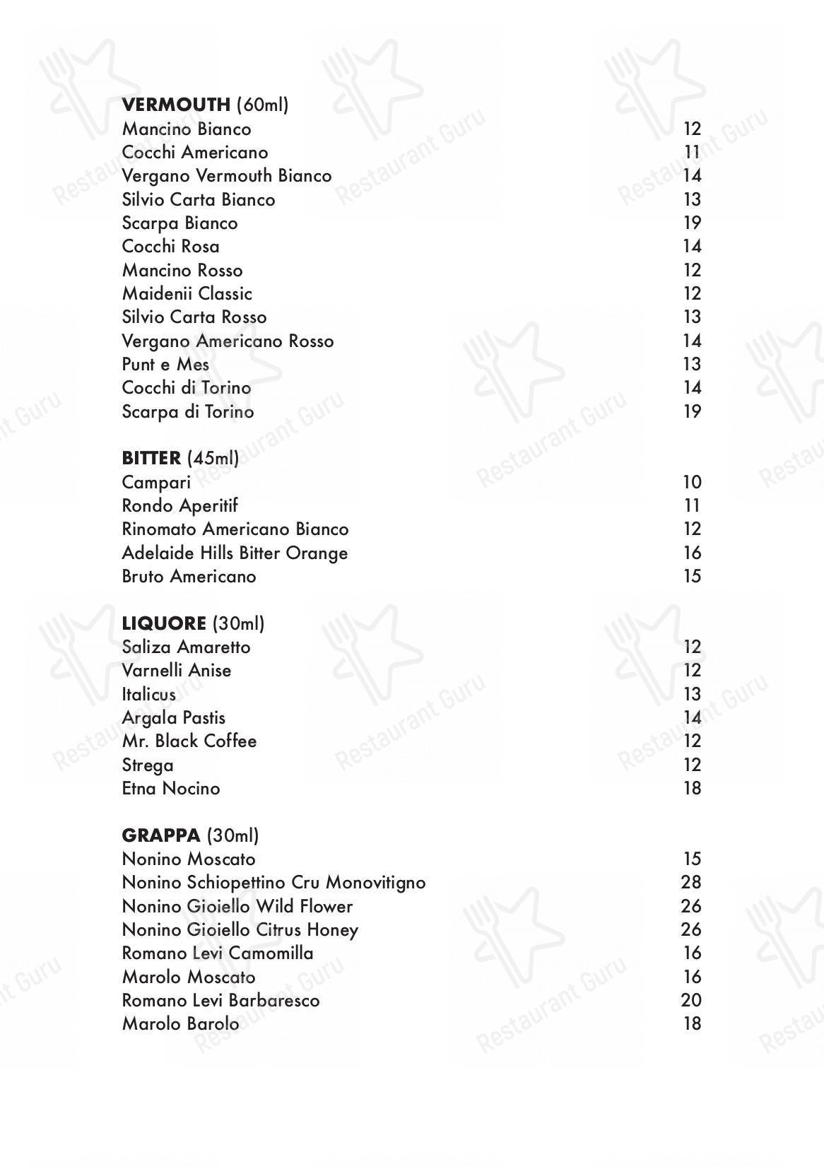 Drink menu паба и бара Capitano Carlton в Карлтоне
