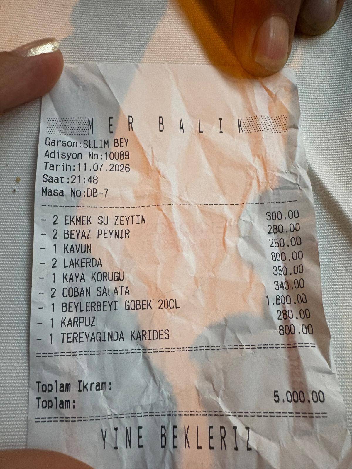 Mer Balık Kireçburnu меню