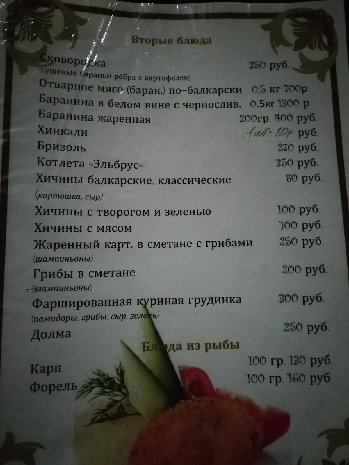 Метрополь меню
