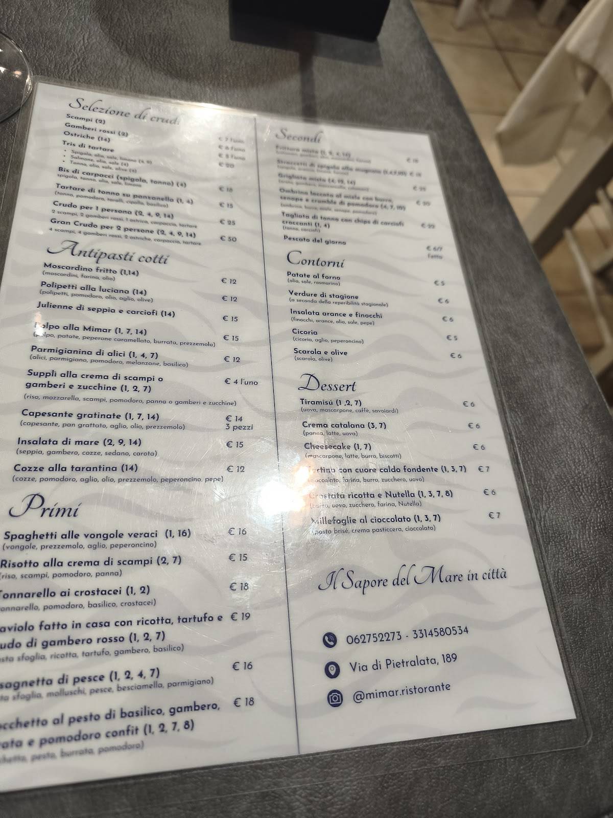 Mi Mar Ristorante меню