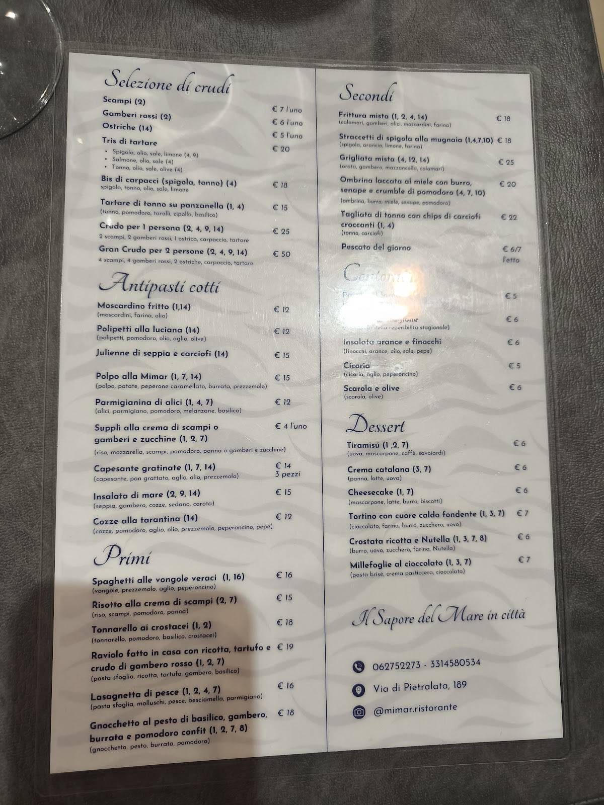 Mi Mar Ristorante меню