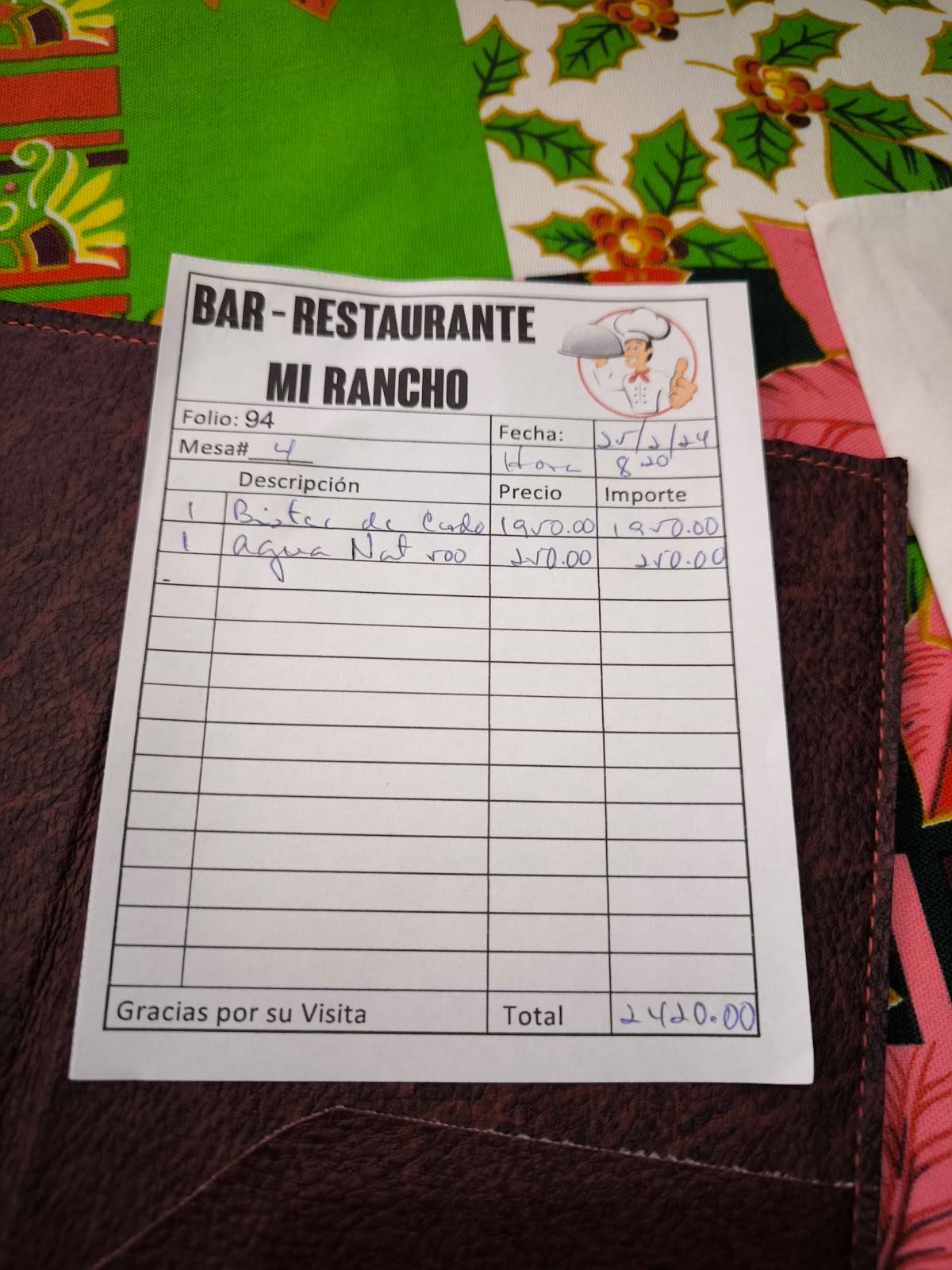 Mi Rancho меню