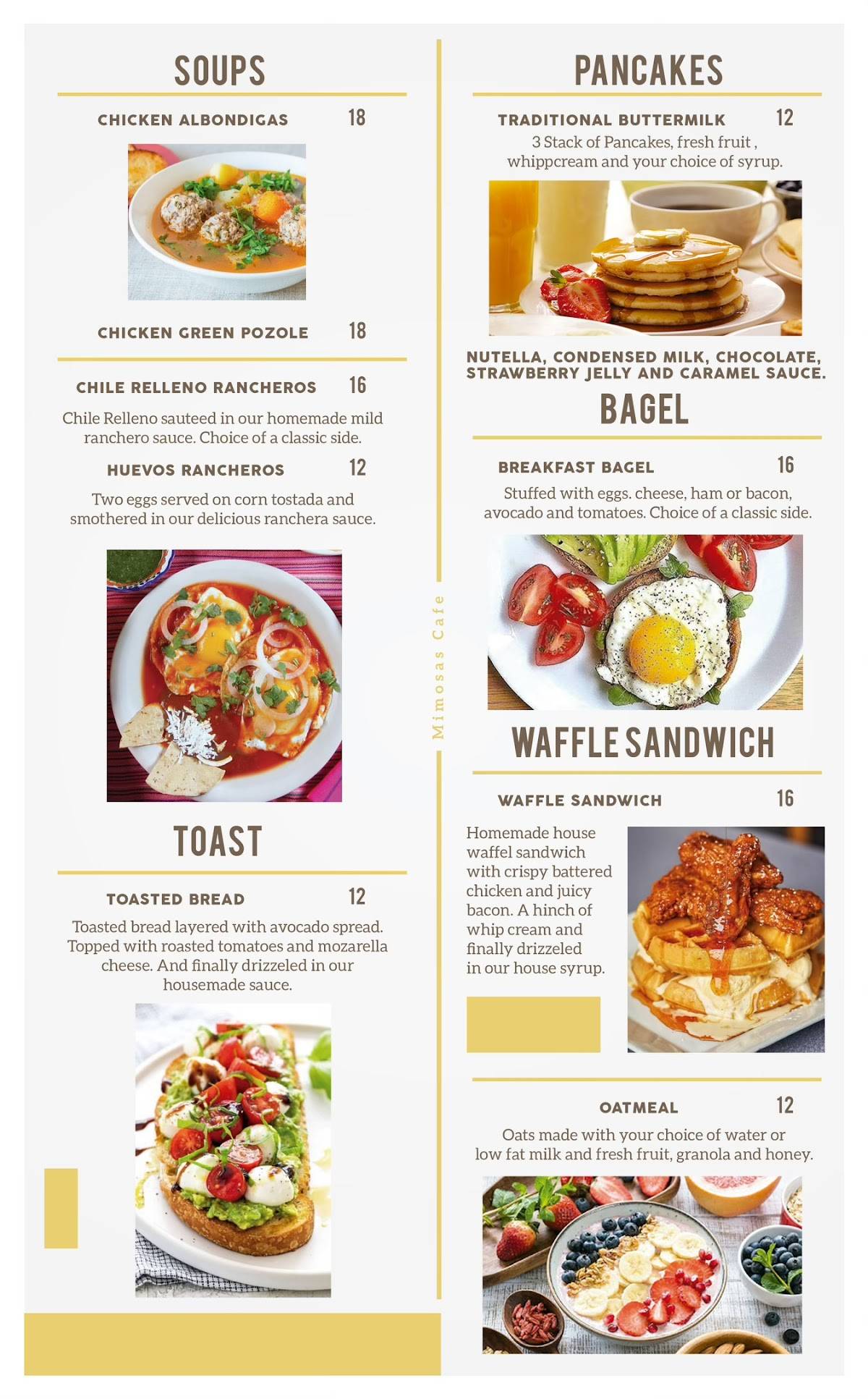 Mimosas cafe меню