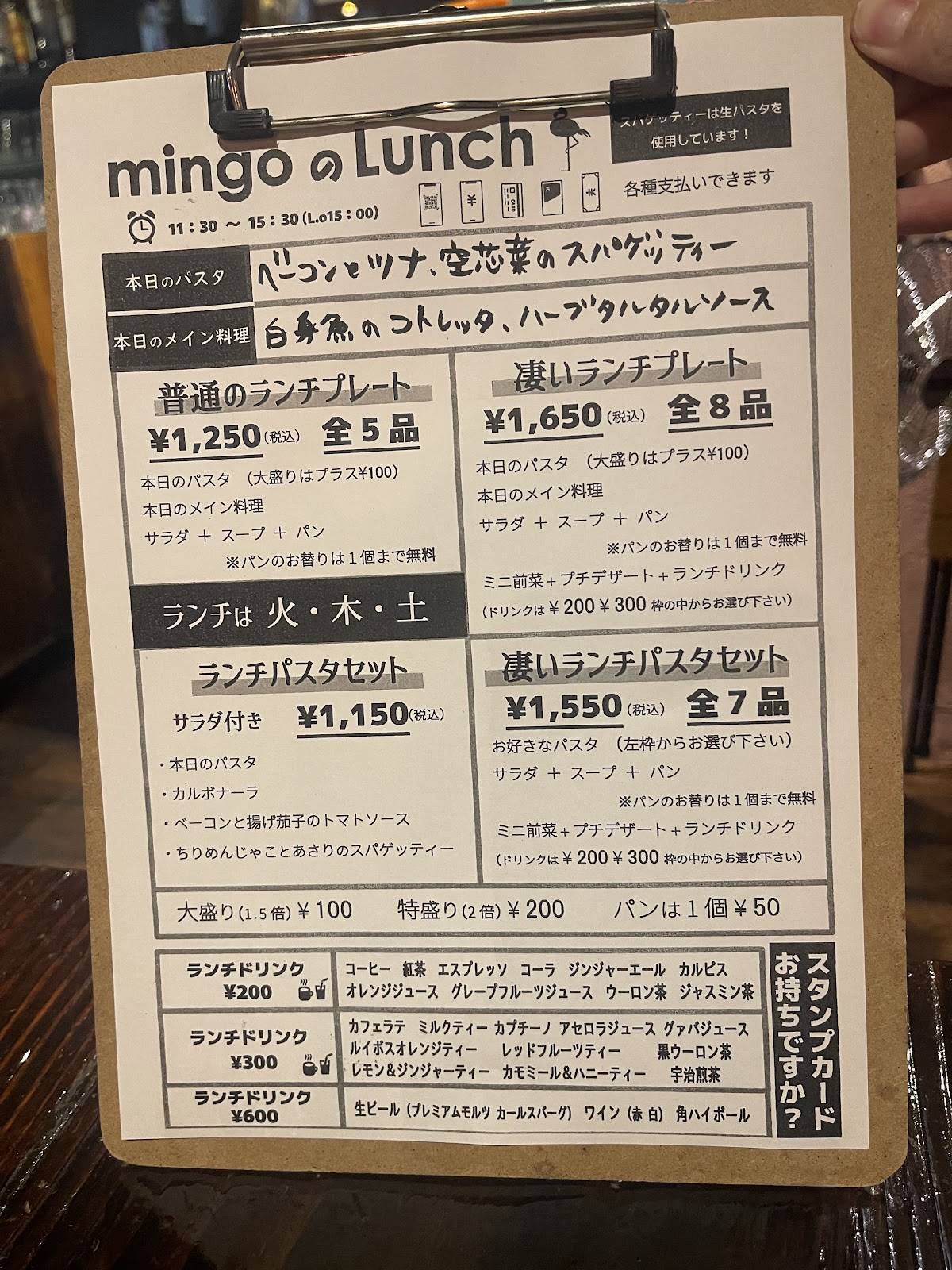 Mingo меню