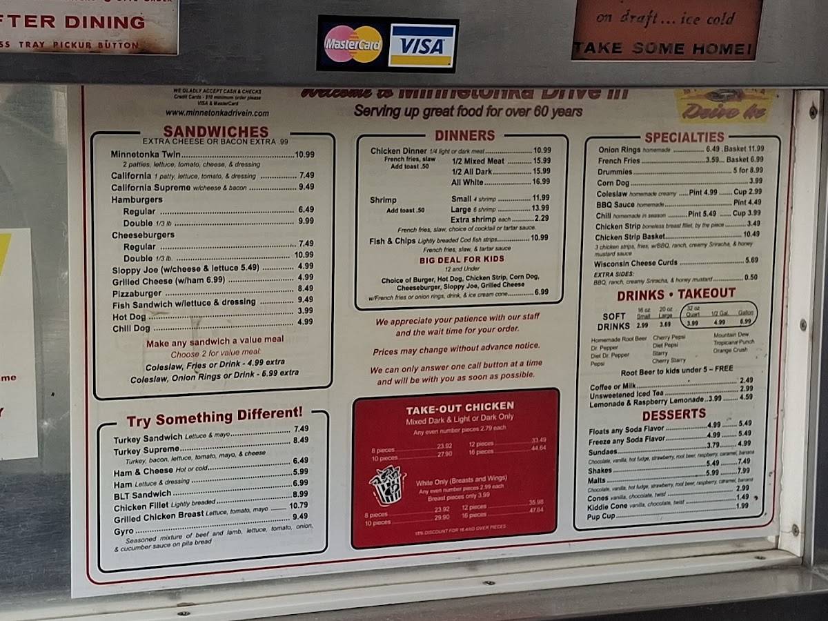 Minnetonka Drive In меню