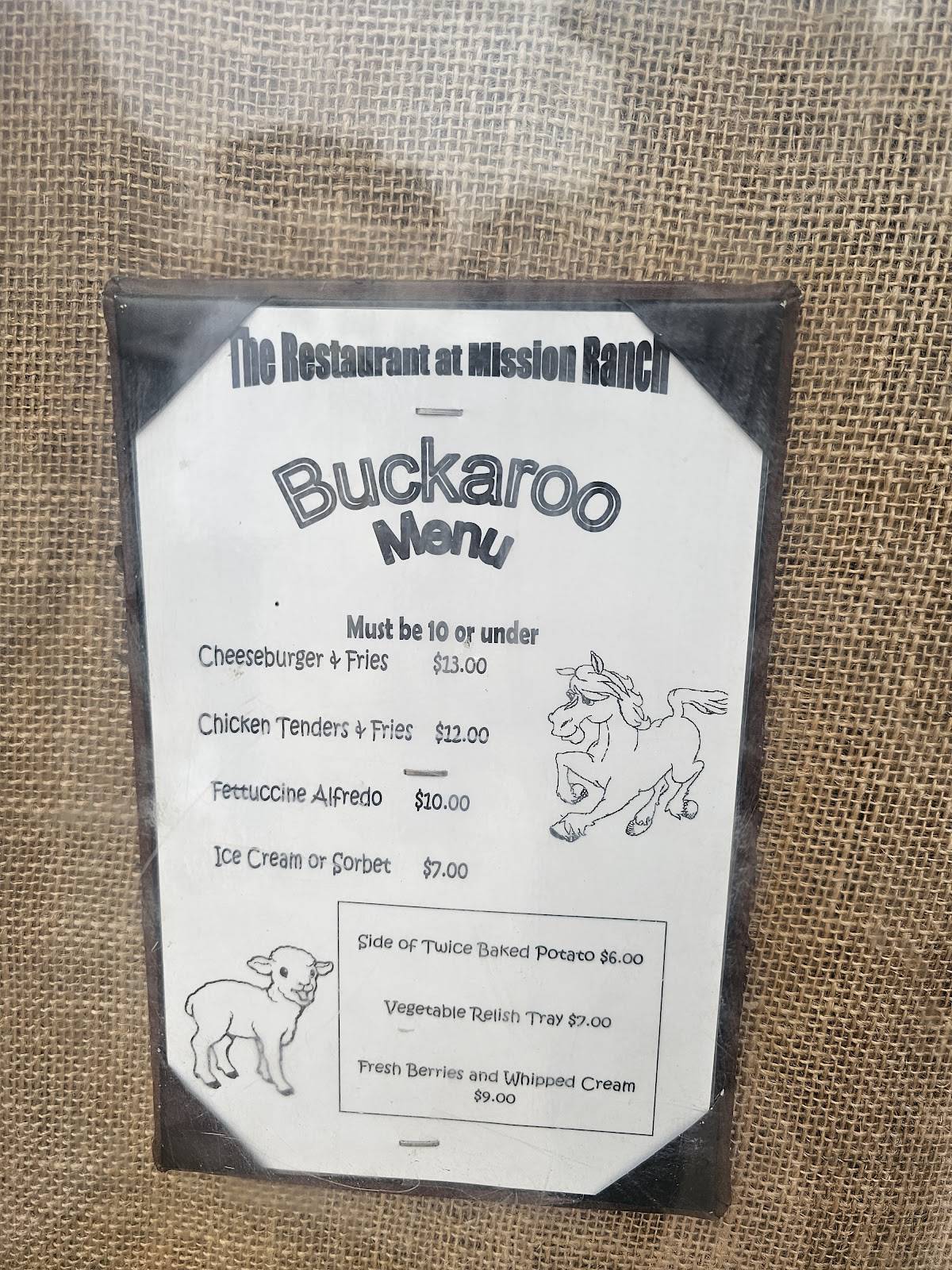Mission Ranch Restaurant меню
