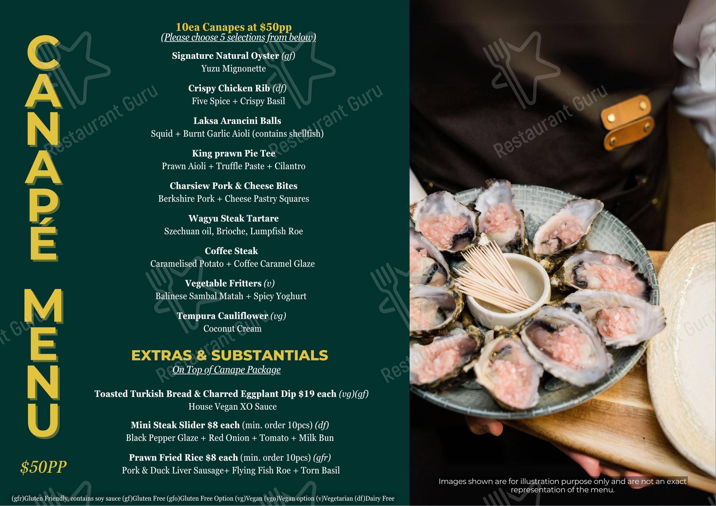 Modu Bar & Kitchen в Перте - Основное меню