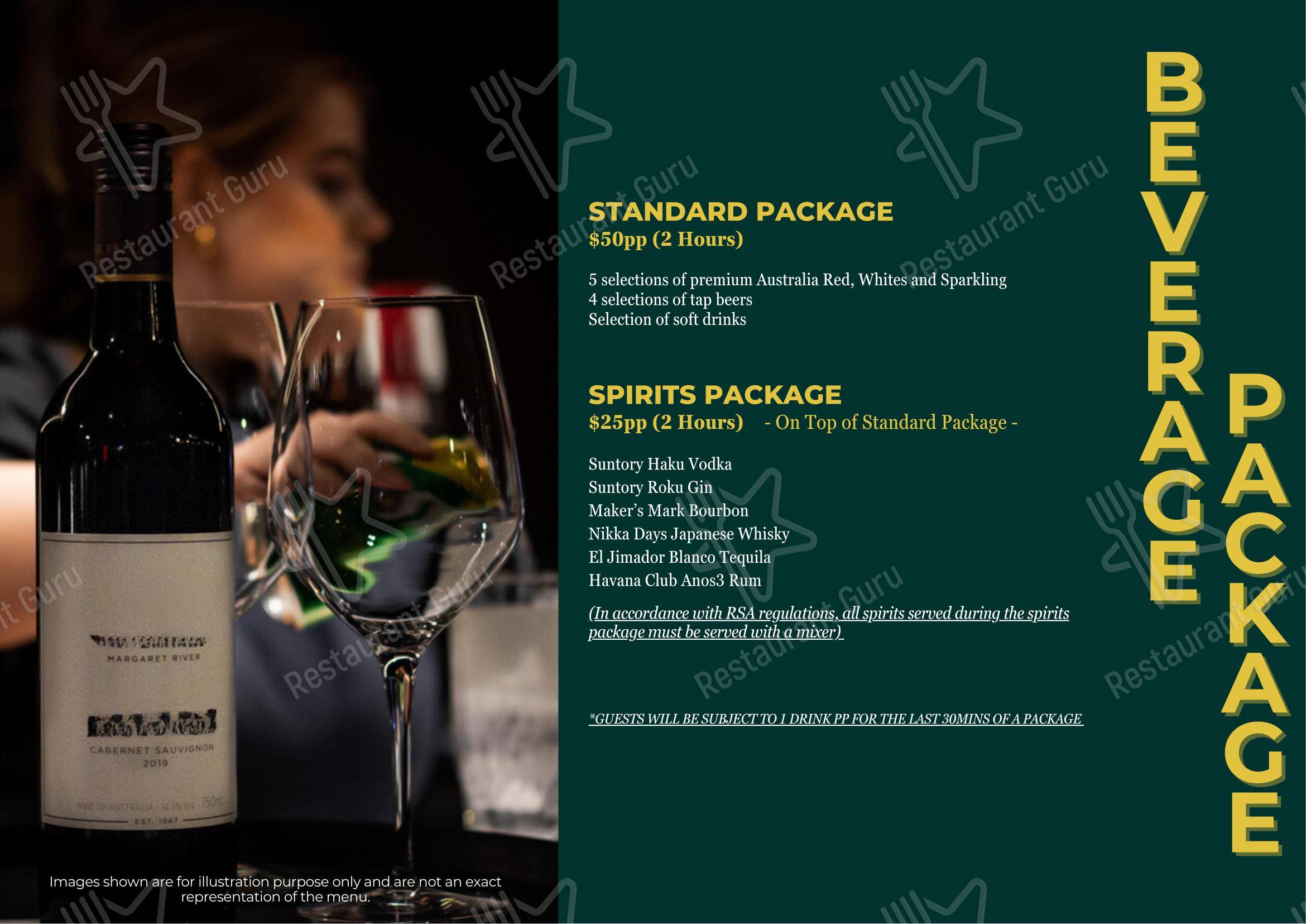 Основное меню паба и бара Modu Bar & Kitchen в Перте