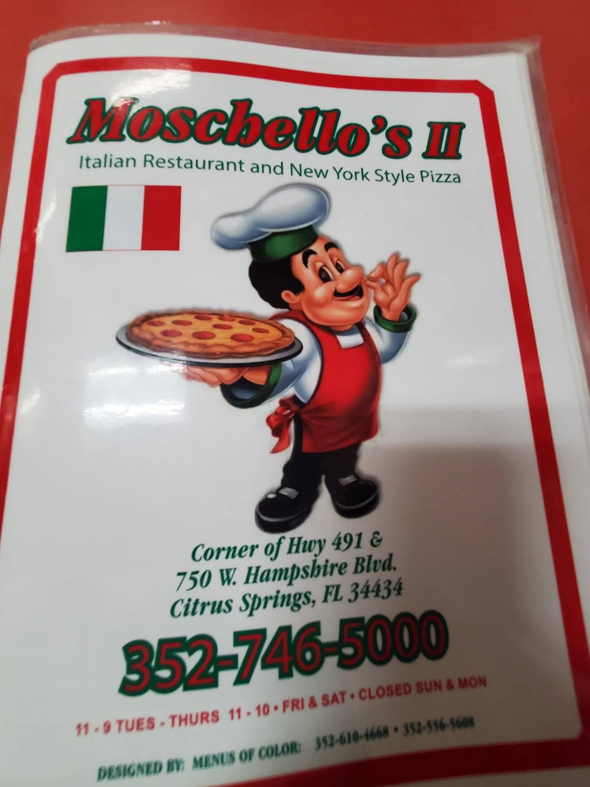 Moschello's II меню