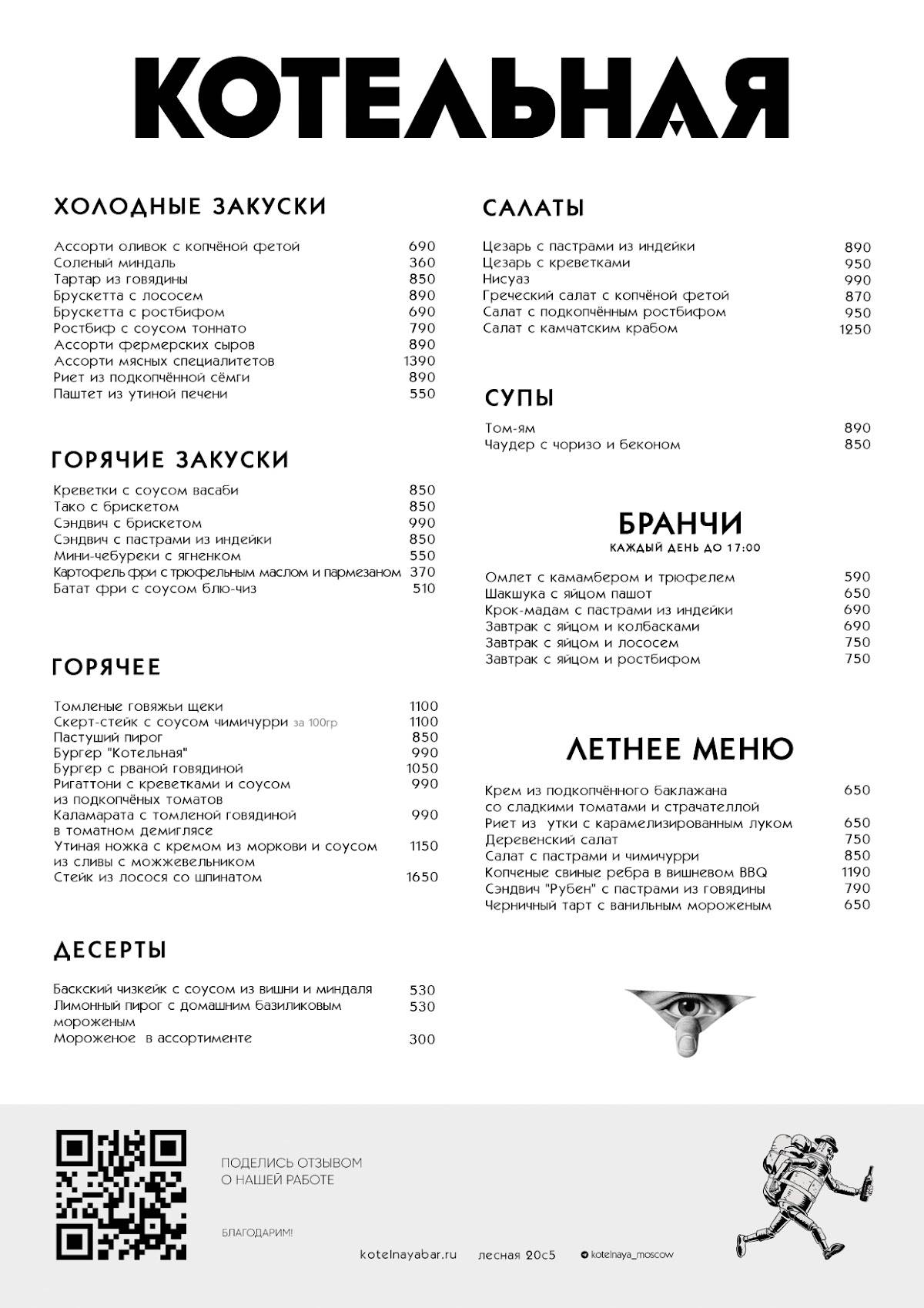 Котельная меню