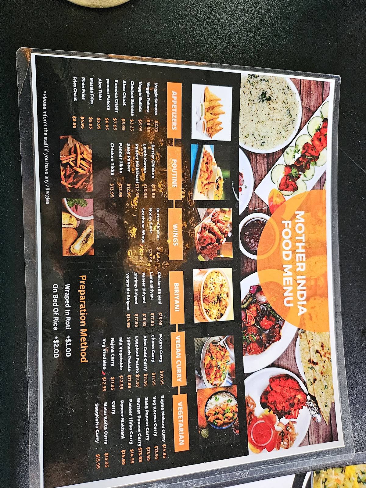 Mother India Roti меню