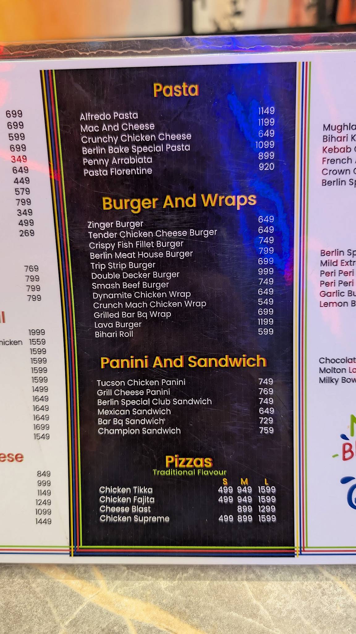 Berlin multan меню