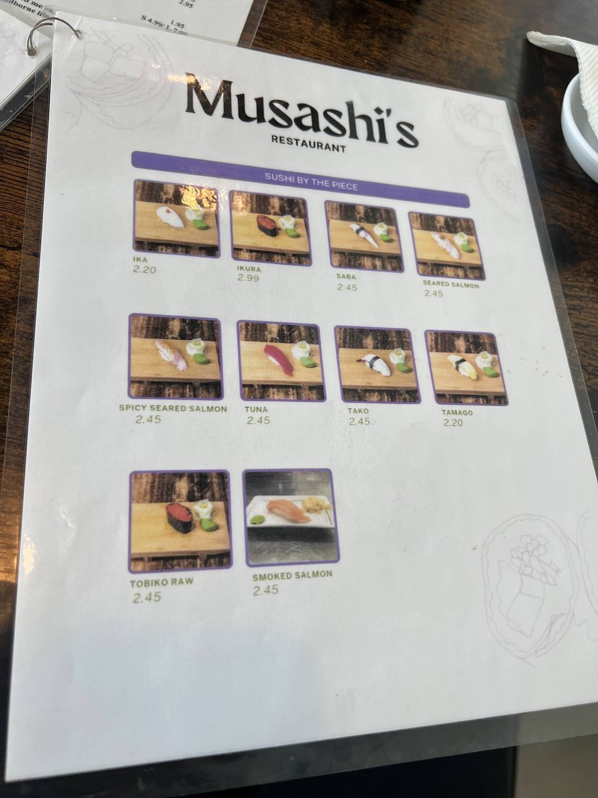 Musashi's меню