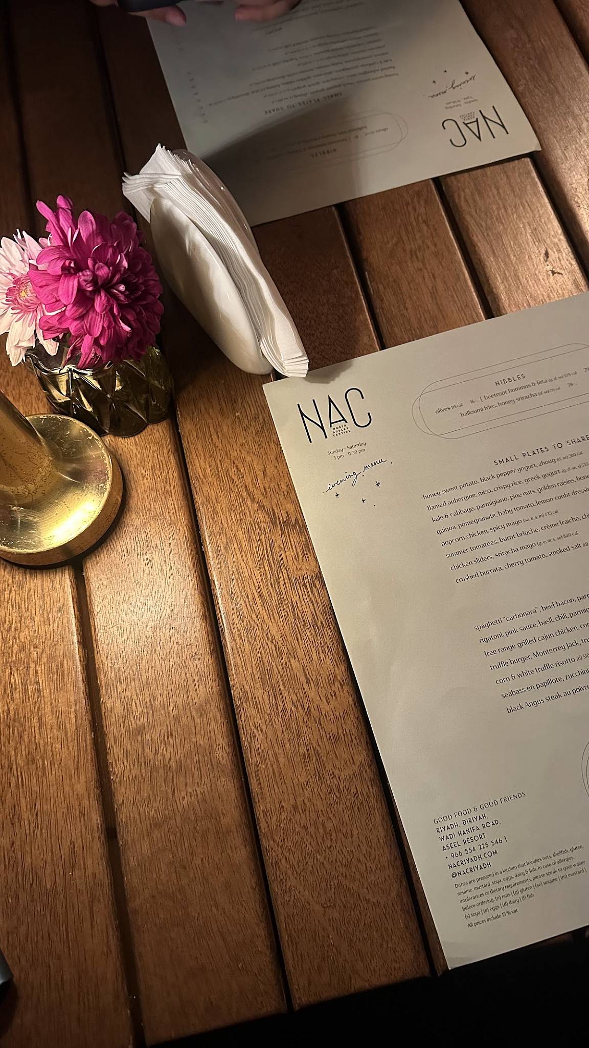 Nac Winter Garden меню