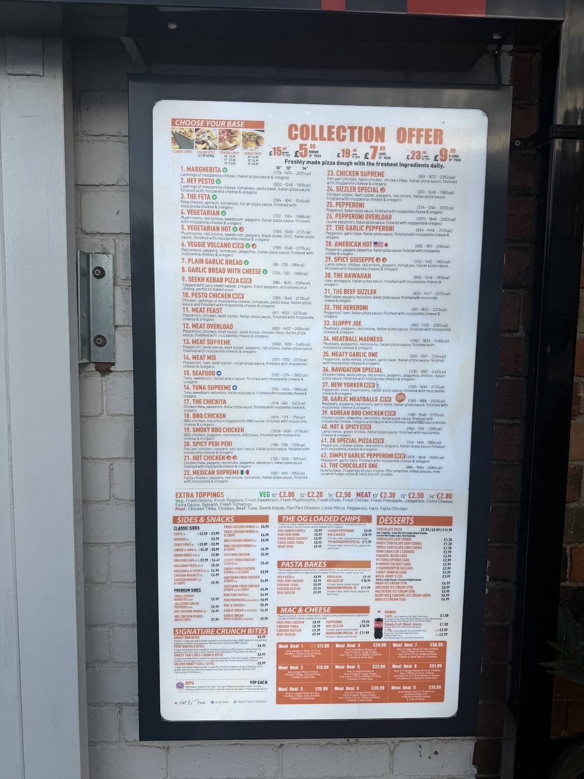 Navigation Pizza меню