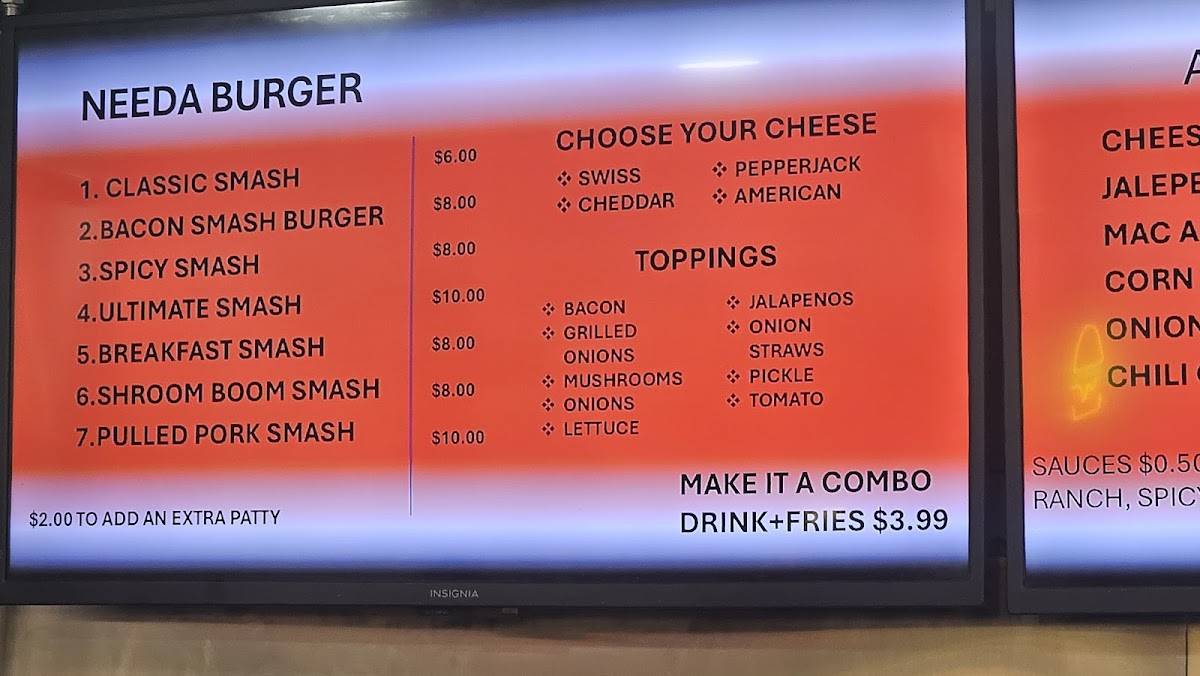 Needa Burger меню