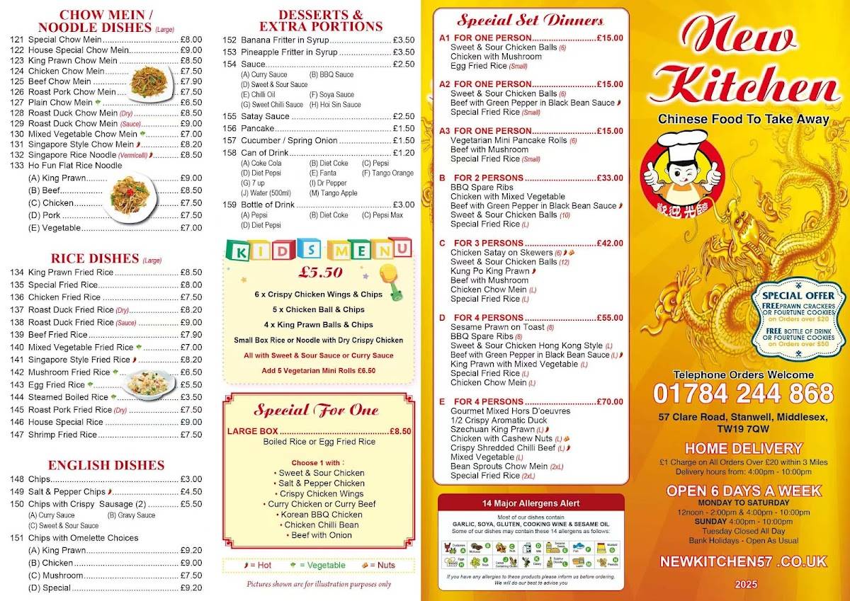 New Kitchen chinese takeaway Stanwell меню