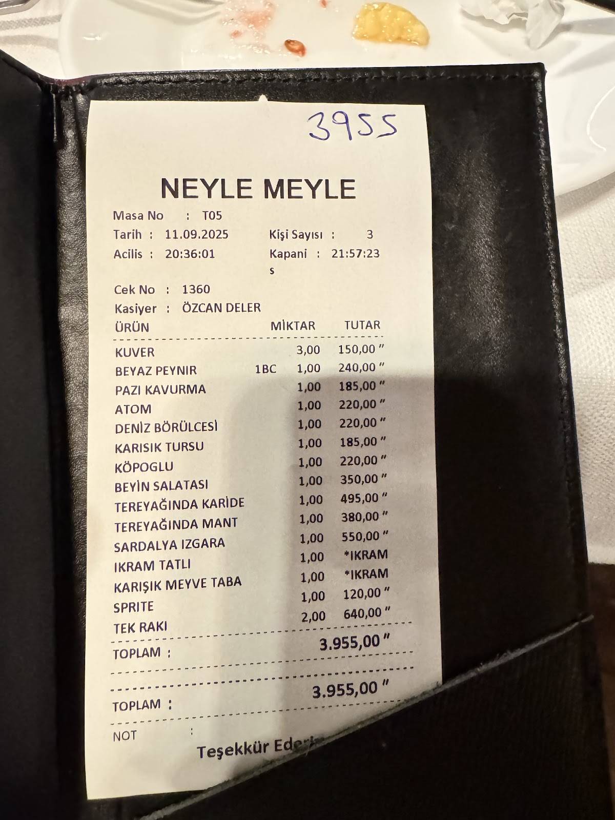 Ney'le Mey'le Meyhane меню