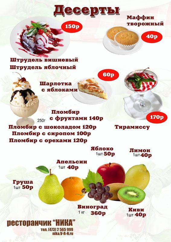 Ника меню
