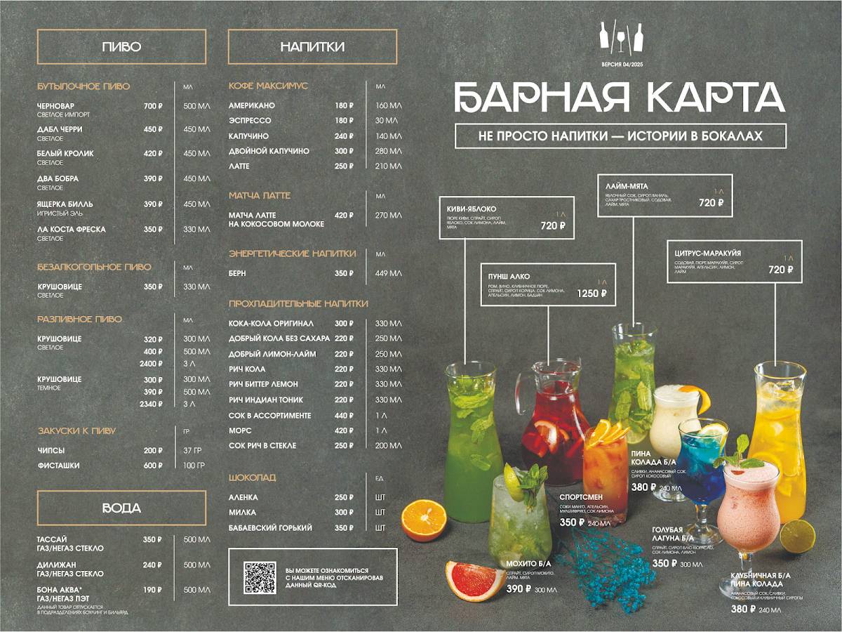 Песняков меню