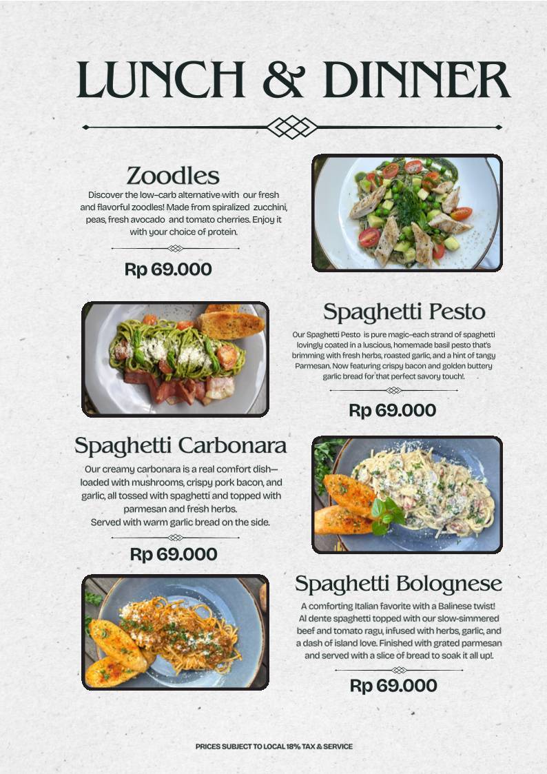 Nu Kitchen Bali меню