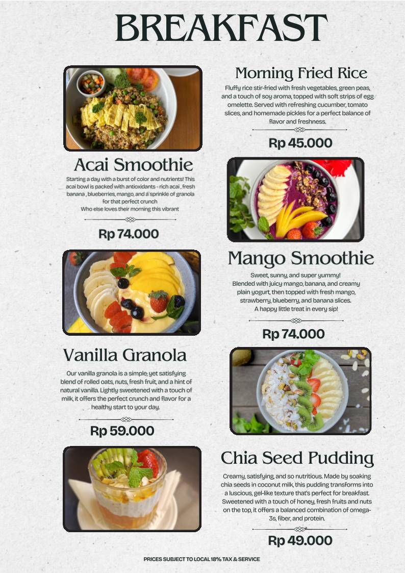 Nu Kitchen Bali меню