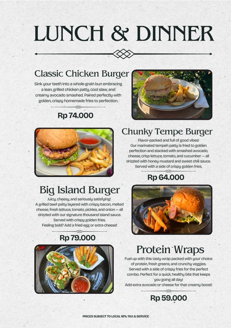 Nu Kitchen Bali меню