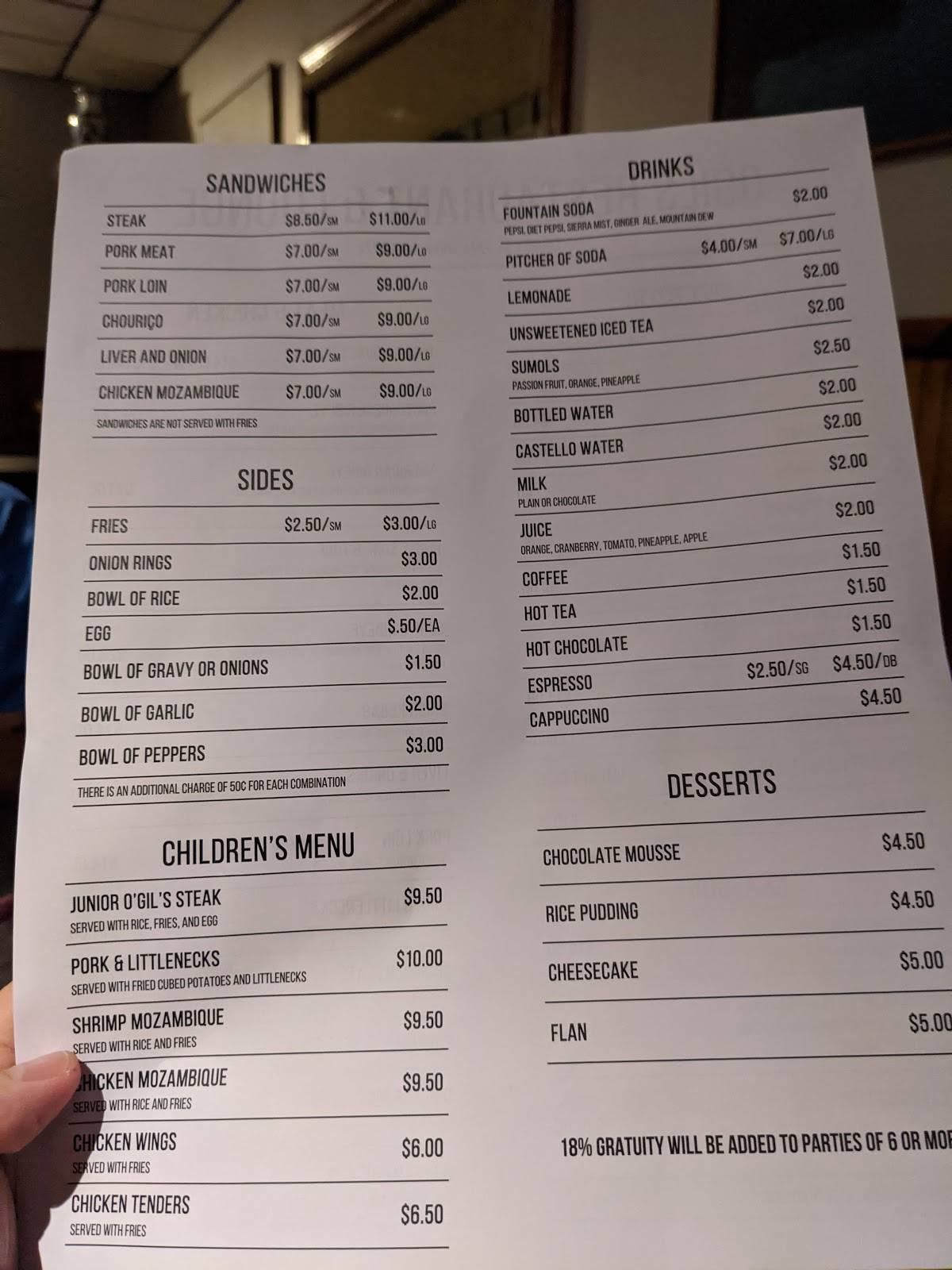 O Gil’s Restaurant and Bar меню