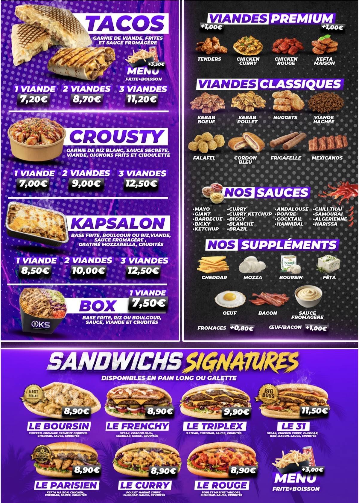 OKS (Original Kebap Street) меню