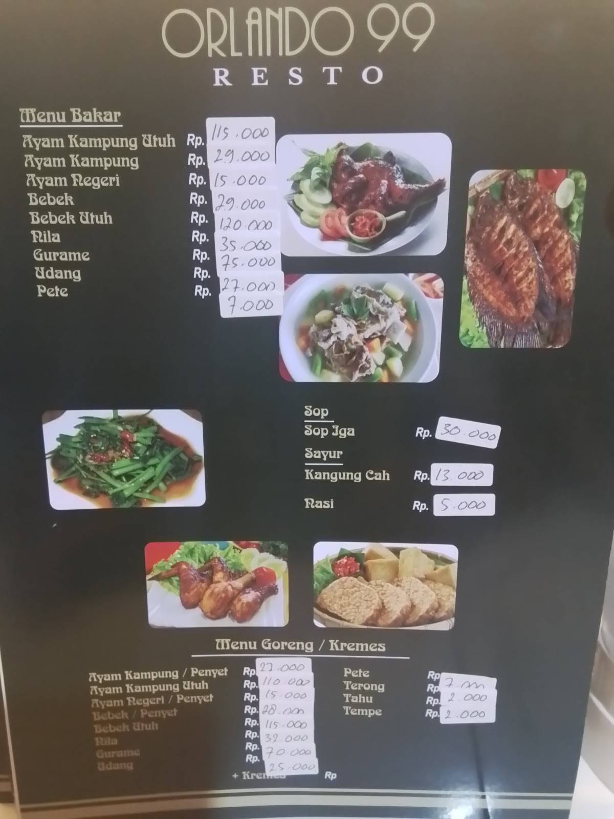 ORLANDO RESTO 99 меню