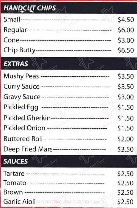 Oceans British Chip Shop меню