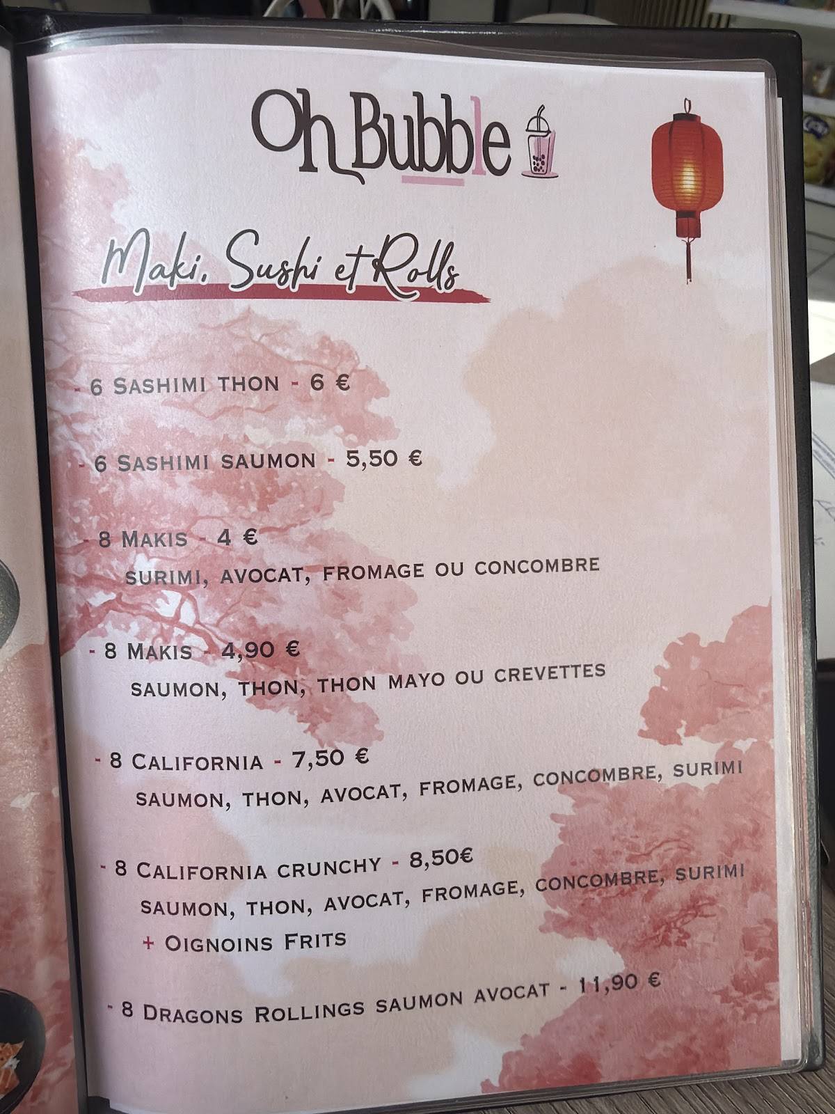 Oh Bubble меню